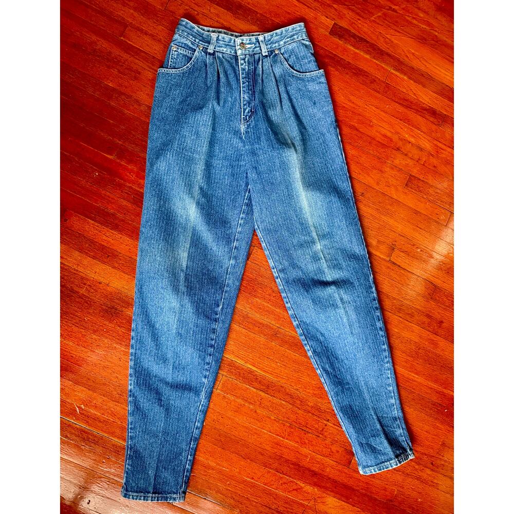 Vintage 80's Jordache Dark Blue Denim High Waist Straight Leg Jeans XS 26 X 33